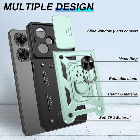 ATUMP for OnePlus Nord N20 5G Case with HD Screen Protector, Heavy Duty Shockproof Protective Case with Metal Kickstand [Military Grade] Protective Case for OnePlus Nord N20 5G, Black in Kuwait