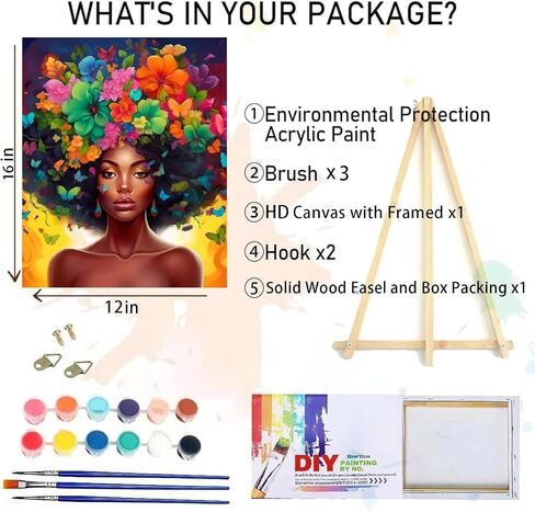 Cat Paint by Numbers Kit for Adults with Framed Canvas&Wooden Easel, DIY Acrylic Paint by Numbers Kits on Canvas, Cat with Flower Drawing Paintwork Arts and Crafts for Home Wall Decor 12x16inch in Saudi Arabia