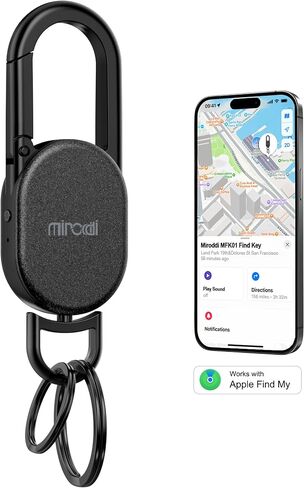 سلسلة مفاتيح Miroddi مع متتبع المفاتيح، سلسلة مفاتيح للرجال تعمل مع Apple Find My، حلقة مفاتيح مع جهاز تحديد المواقع للمفاتيح، جهاز تتبع سلسلة مفاتيح السيارة للرجال، متتبع موقع سلسلة المفاتيح، نظام تحديد المواقع للمفاتيح، أسود in Saudi Arabia