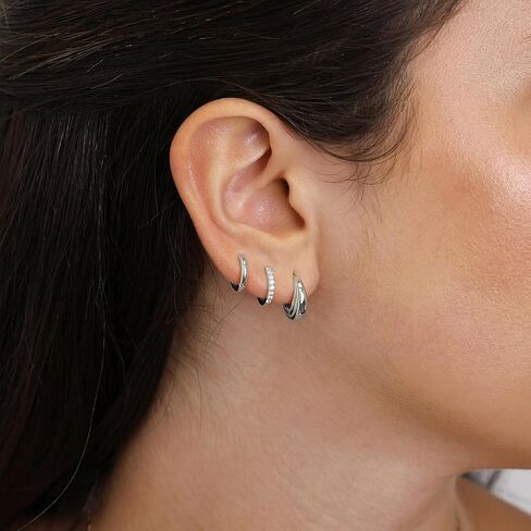 Small Gold Hoop Earrings Set for Women, Dainty 14K Gold Plated Huggie Earrings for Multiple Piercing Hypoallergenic Lightweight Trendy Jewelry, Cubic Zirconia Earrings Cute Ear Cuff for Teen in Saudi Arabia