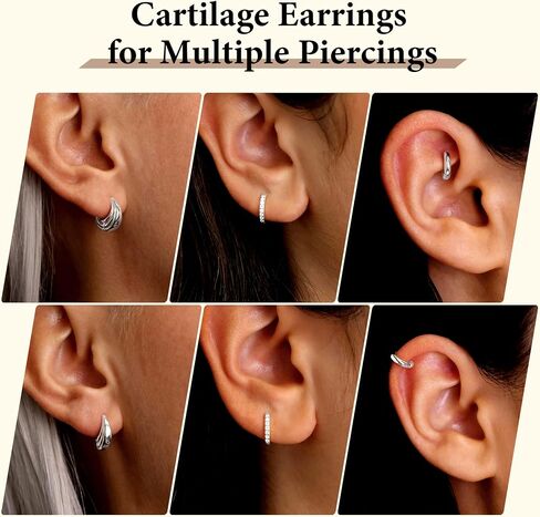 Small Gold Hoop Earrings Set for Women, Dainty 14K Gold Plated Huggie Earrings for Multiple Piercing Hypoallergenic Lightweight Trendy Jewelry, Cubic Zirconia Earrings Cute Ear Cuff for Teen in Saudi Arabia