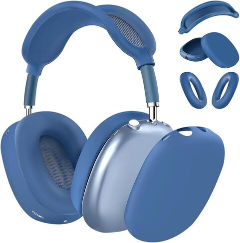 حافظة سيليكون لجهاز AirPod Max (2024/2020)، حافظة وسادة الأذن / غطاء أكواب الأذن / غطاء عصابة الرأس، جلد مضاد للخدش، ملحقات غطاء حماية فائق لجهاز Apple AirPods Max (USB-C) (أسود) in Saudi Arabia
