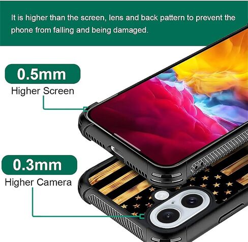 DJSOK Case Compatible with iPhone 16 Pro,Wood Grain American Flag Buck Hunter Deer Pattern Design,Case for iPhone 16 Pro Cases,Design Pattern Back Bumper Anti Scratch Reinforced Corners Soft TPU Case in Saudi Arabia