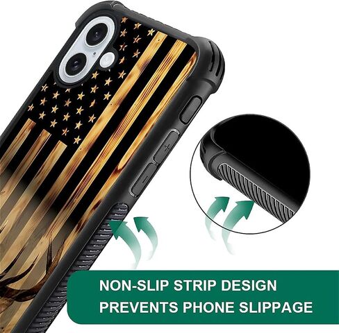 DJSOK Case Compatible with iPhone 16 Pro,Wood Grain American Flag Buck Hunter Deer Pattern Design,Case for iPhone 16 Pro Cases,Design Pattern Back Bumper Anti Scratch Reinforced Corners Soft TPU Case in Saudi Arabia