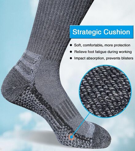 Men's Crew Work Boot Socks Thick Cushioned Moisture Wicking Hiking Socks 4 Pairs in Saudi Arabia