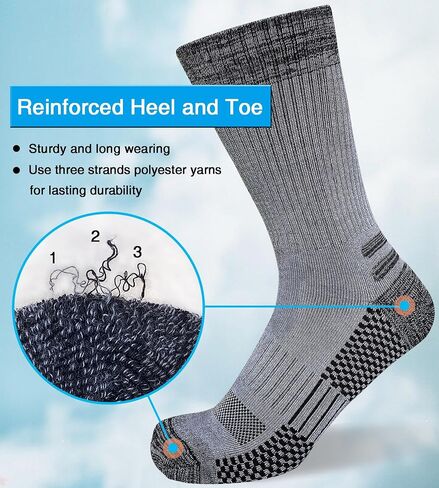 Men's Crew Work Boot Socks Thick Cushioned Moisture Wicking Hiking Socks 4 Pairs in Saudi Arabia