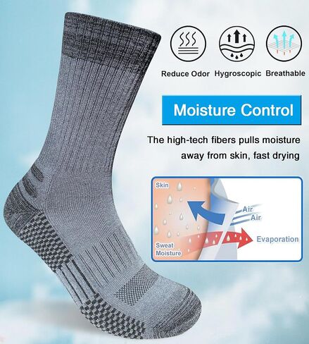 Men's Crew Work Boot Socks Thick Cushioned Moisture Wicking Hiking Socks 4 Pairs in Saudi Arabia