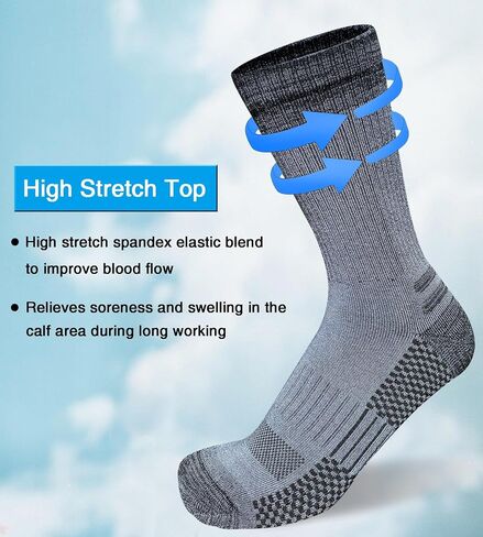 Men's Crew Work Boot Socks Thick Cushioned Moisture Wicking Hiking Socks 4 Pairs in Saudi Arabia