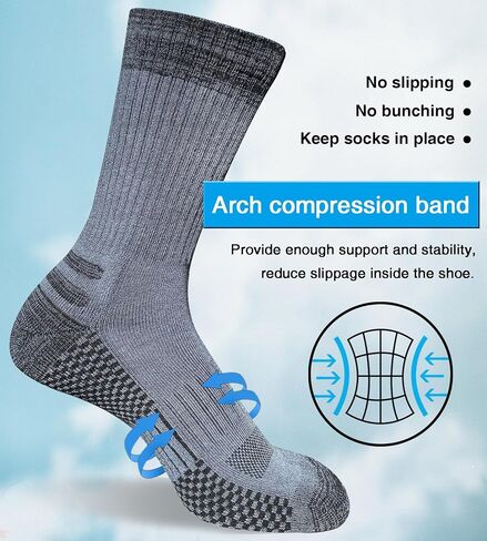Men's Crew Work Boot Socks Thick Cushioned Moisture Wicking Hiking Socks 4 Pairs in Saudi Arabia