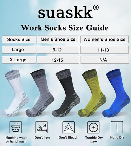 Men's Crew Work Boot Socks Thick Cushioned Moisture Wicking Hiking Socks 4 Pairs in Saudi Arabia