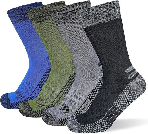 Men's Crew Work Boot Socks Thick Cushioned Moisture Wicking Hiking Socks 4 Pairs in Saudi Arabia