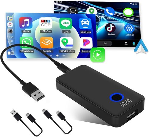 Wireless Android Auto CarPlay Adapter for Factory Wired CarPlay Cars Plug & Play for Phones Converts Wired to Wireless 5.8GHz WiFi Bluetooth Auto Fit for Cars from 2015 & for Apple iPhone iOS 10+ in Saudi Arabia