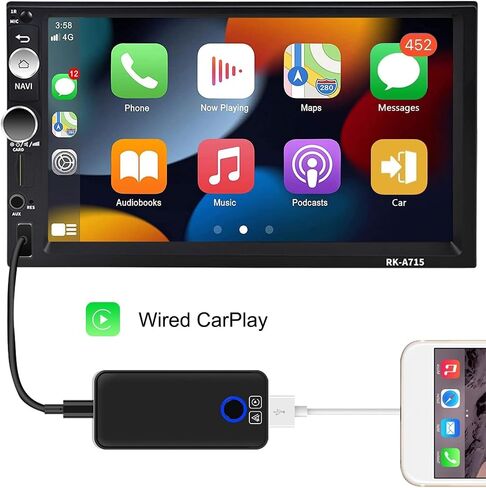 Wireless Android Auto CarPlay Adapter for Factory Wired CarPlay Cars Plug & Play for Phones Converts Wired to Wireless 5.8GHz WiFi Bluetooth Auto Fit for Cars from 2015 & for Apple iPhone iOS 10+ in Saudi Arabia