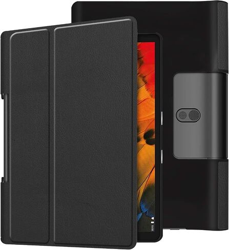 Case for Yoga Smart Tab YT-X705F, Ratesell Lightweight Fold Stand Microfiber Lining Case Cover for Lenovo Yoga Smart Tab 10.1 Inches Black in Saudi Arabia