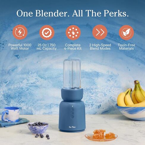 Our Place Splendor Blender - 1000W High-Power | Ultra-Sharp Blades | 2 Blending Modes | Includes 25 oz Personal Cup and Drinking Lid Set | Smoothies, Shakes & More | Char in Saudi Arabia