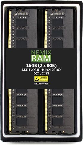 NEMIX RAM 16GB (2X8GB) DDR4 2933MHZ PC4-23400 1Rx8 1.2V 288-PIN ECC UDIMM مجموعة ذاكرة غير مخزنة in Saudi Arabia