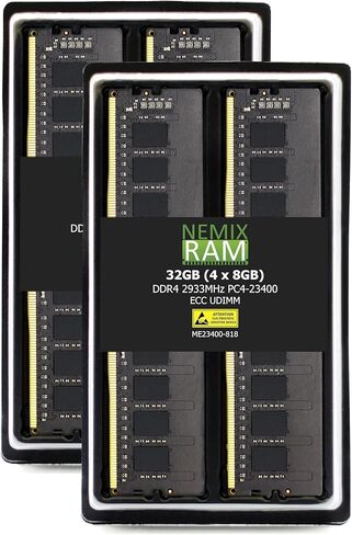 NEMIX RAM 16GB (2X8GB) DDR4 2933MHZ PC4-23400 1Rx8 1.2V 288-PIN ECC UDIMM مجموعة ذاكرة غير مخزنة in Kuwait