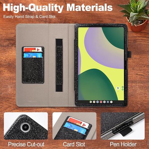حافظة DMLuna لجهاز Onn 11 بوصة Tablet Pro 2023 (الطراز: 100110027) فقط، (غير مناسبة لجهاز Onn 10.1/10.4 بوصة Tablet Pro)، غطاء حامل من جلد البولي يوريثان مع تنبيه/غفو تلقائي، حزام يد/فتحة بطاقة، أسود in Saudi Arabia