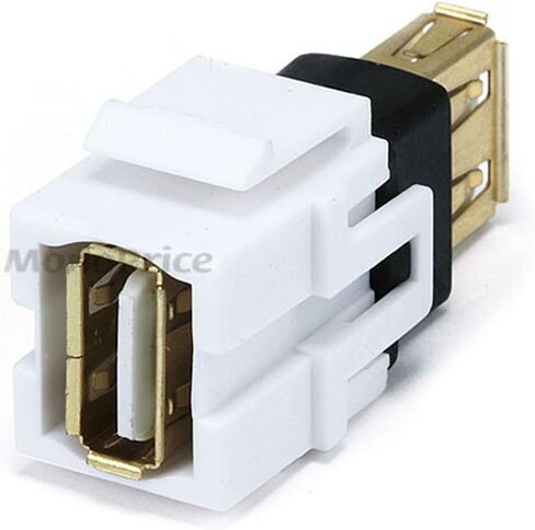 Monoprice 106561 Keystone Jack-USB 2.0 أنثى إلى أنثى محول مقرنة نوع فلوش، أبيض in Saudi Arabia