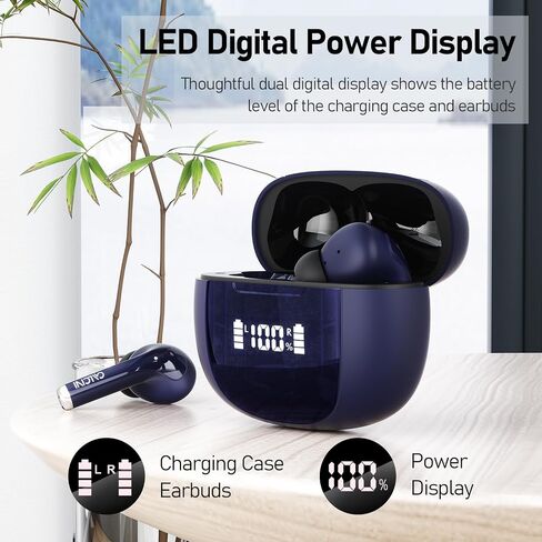 سماعات أذن لاسلكية، سماعات بلوتوث 5.3 مع حافظة شحن شاشة عرض الطاقة LED، سماعات أذن لاسلكية حقيقية، ميكروفون TWS بصوت ستيريو عميق، IP67 مقاوم للماء للنوم الرياضي والتمارين الرياضية in Saudi Arabia