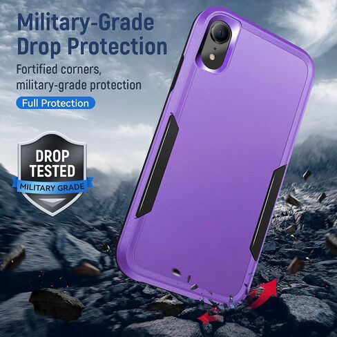 for iPhone XR Phone Case with Screen Protection: Heavy Duty Protective Shockproof and Scratch Proof Cell Phone case for iPhone XR-Black in Saudi Arabia