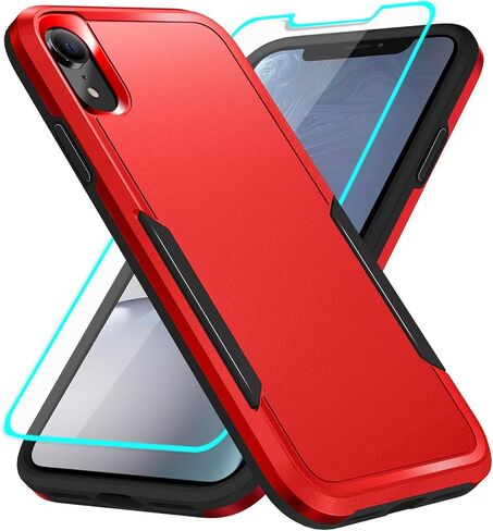 for iPhone XR Phone Case with Screen Protection: Heavy Duty Protective Shockproof and Scratch Proof Cell Phone case for iPhone XR-Black in Saudi Arabia