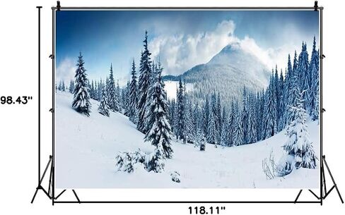 Laeacco 10x8ft Winter Wonderland Backdrop Snow Scenery backdrop Snow Mountains Landscape Christmas New Year Backdrop Snowy Pine Forest Frosty Tree Remote Foggy Holiday Party Backdrop Photo Studio Prop in Kuwait