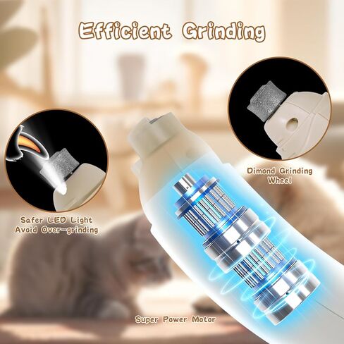 أداة تشذيب أظافر الكلاب والقطط مع ضوء LED، أداة تشذيب أظافر الكلاب الكهربائية القابلة لإعادة الشحن بسرعتين، مبرد أظافر 3 منافذ للكلاب والقطط الصغيرة والمتوسطة والكبيرة، مستلزمات العناية والتنعيم لمخالب الحيوانات الأليفة in Kuwait