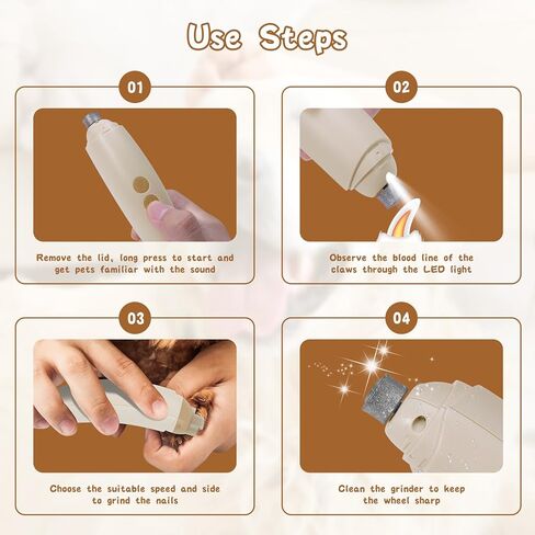 أداة تشذيب أظافر الكلاب والقطط مع ضوء LED، أداة تشذيب أظافر الكلاب الكهربائية القابلة لإعادة الشحن بسرعتين، مبرد أظافر 3 منافذ للكلاب والقطط الصغيرة والمتوسطة والكبيرة، مستلزمات العناية والتنعيم لمخالب الحيوانات الأليفة in Kuwait