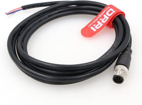 DRRI M12 8-Pins موصل مستشعر أنثى ليطير الرصاص كابل درع كهربائي مقاوم للماء لتطبيق الأتمتة 5 متر in Kuwait