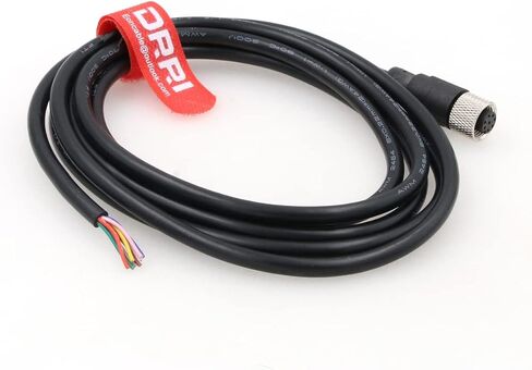 DRRI M12 8-Pins موصل مستشعر أنثى ليطير الرصاص كابل درع كهربائي مقاوم للماء لتطبيق الأتمتة 5 متر in Kuwait