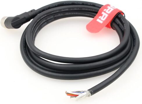 DRRI M12 8-Pins موصل مستشعر أنثى ليطير الرصاص كابل درع كهربائي مقاوم للماء لتطبيق الأتمتة 5 متر in Kuwait