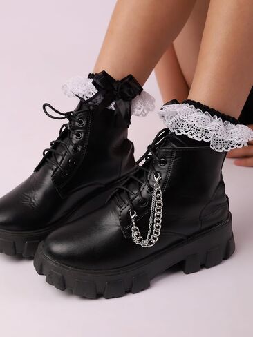 HAQUIL 2PCS Punk Goth Hearts Link Metal Shoe Chain, Shoe Charms, Link Shoelace Chains, Shoe Lace Charm Chains, Footwear Jewelry Accessories in Saudi Arabia