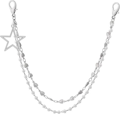 HAQUIL 2PCS Punk Goth Hearts Link Metal Shoe Chain, Shoe Charms, Link Shoelace Chains, Shoe Lace Charm Chains, Footwear Jewelry Accessories in Saudi Arabia