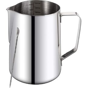 Nicunom 50oz Milk Frothing Pitcher, Stainless Steel Coffee Tools Cup Steaming Pitchers with Decorating Art Pen, Milk Coffee Cappuccino Latte Art Milk Jug Cup for Espresso Machines Latte Art