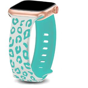 Two Tone Leopard Engraved Band Compatible with Apple Watch Bands for Women 44mm 40mm 41mm 45mm 38mm 49mm 42mm Men, Soft Silicone Cheetah Designer Strap for iWatch Series 9 8 7 6 5 4 3 2 1 Ultra 2 SE