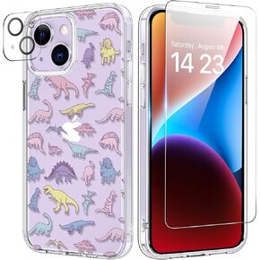 bicol for iPhone 14 Case with Screen Protector and Camera Lens Protector - Fashionable Flower Floral Designs for Women Girls - Shockproof Acrylic Clear Phone Cover 6.1"- Blooming Flowers