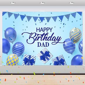 Happy Birthday Dad Backdrop Banner - Man Father Birthday Party Background - Daddy Birthday Super Dad Party Photography Background Decoration - 6 x 4 Feet