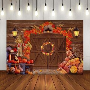 7 * 5ft Fall Photography Backdrop Autumn Pumpkin Background for Photography Happy Fall Banner Thanksgiving Party Decorations