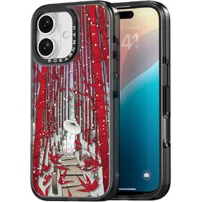 Compatible for iPhone 16 Pro case Cute - Durable Shockproof 6.6 ft Drop Impact Phone Case - Black Funny Lovely Flower Design for iPhone 16 Pro 6.3"