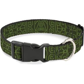 Nickelodeon Dog Collar with Plastic Clip, Quick Release, Easy Adjustable, Avatar Last Airbender Earth Element, 15 to 24 Inches 1.0 Inch Wide