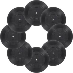 uxcell 8Pcs Blank Vinyl Records 12 Inch Fake Record Vintage Decoration, PVC Plain Faux Blank Vinyl Records, Retro Vinyl Records for Home Studio Room Wall Aesthetic