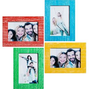 مجموعة إطارات صور eletecpro مقاس 5 × 7 مكونة من 4 ديكورات للحائط - تصميمات خشبية مع زجاج عالي الدقة - مجموعة إطار صور للطاولة والتثبيت على الحائط لمعرض مطبخ المكتب