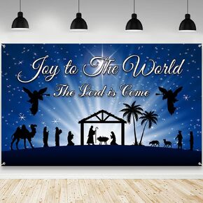 Joy to The World The Lord is Come Backdrop Christian Christmas Nativity Jesus Photography Background Xmas Religious Party Decorations Banner Photo Supplies Studio Props 70.8 x 43.3 inch
