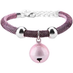 Japanese Style Pets Necklace, Professional Nylon Accessory Supply Cat Bell Collar Extension Chain for Cats Puppy Small Medium Dogs(WhiteBlue/Pink/Red)