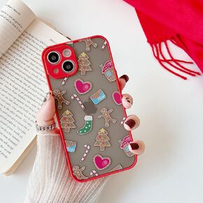 ZTOFERA Christmas Case for iPhone 13,Cute Merry Christmas Pattern Phone Case Gifts Translucent Silicone Hard PC +TPU Bumper Shockproof Protective Cover for iPhone 13 6.1 inch-Gingerbread Man