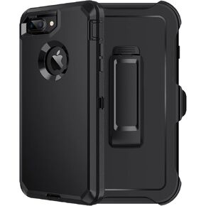 for iPhone 8 Plus/7 Plus Case, Belt-Clip Holster Case, Built-in Screen Protector,Shockproof 3-Layer Full Body Protection Rugged Heavy Duty Hard Cover for iPhone 8+/7+ 5.5 inch,Black