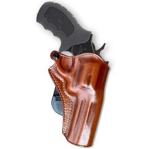 Premium Leather OWB Paddle Holster Open Top Custom Fit, EAA Windicator 38 Special/ 357 Magnum 6-Shot 4" Barrel, Right Hand Draw, Brown Color #1521#
