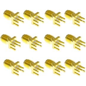 SMA Female PCB Panel Edge Mount Plug with 4 Pins Stand Straight Connector RF Coax Coaxial Adapter 12PCS