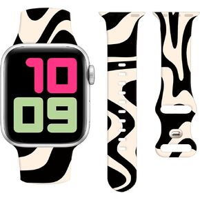 Cute Sport Watch Bands Compatible With Apple Watch Band 38mm 40mm 41mm for Women Men, Adjustable Soft Silicone Replacement Smartwatch Wristband for iWatch Series 7 6 5 4 3 2 1 SE(Beige)